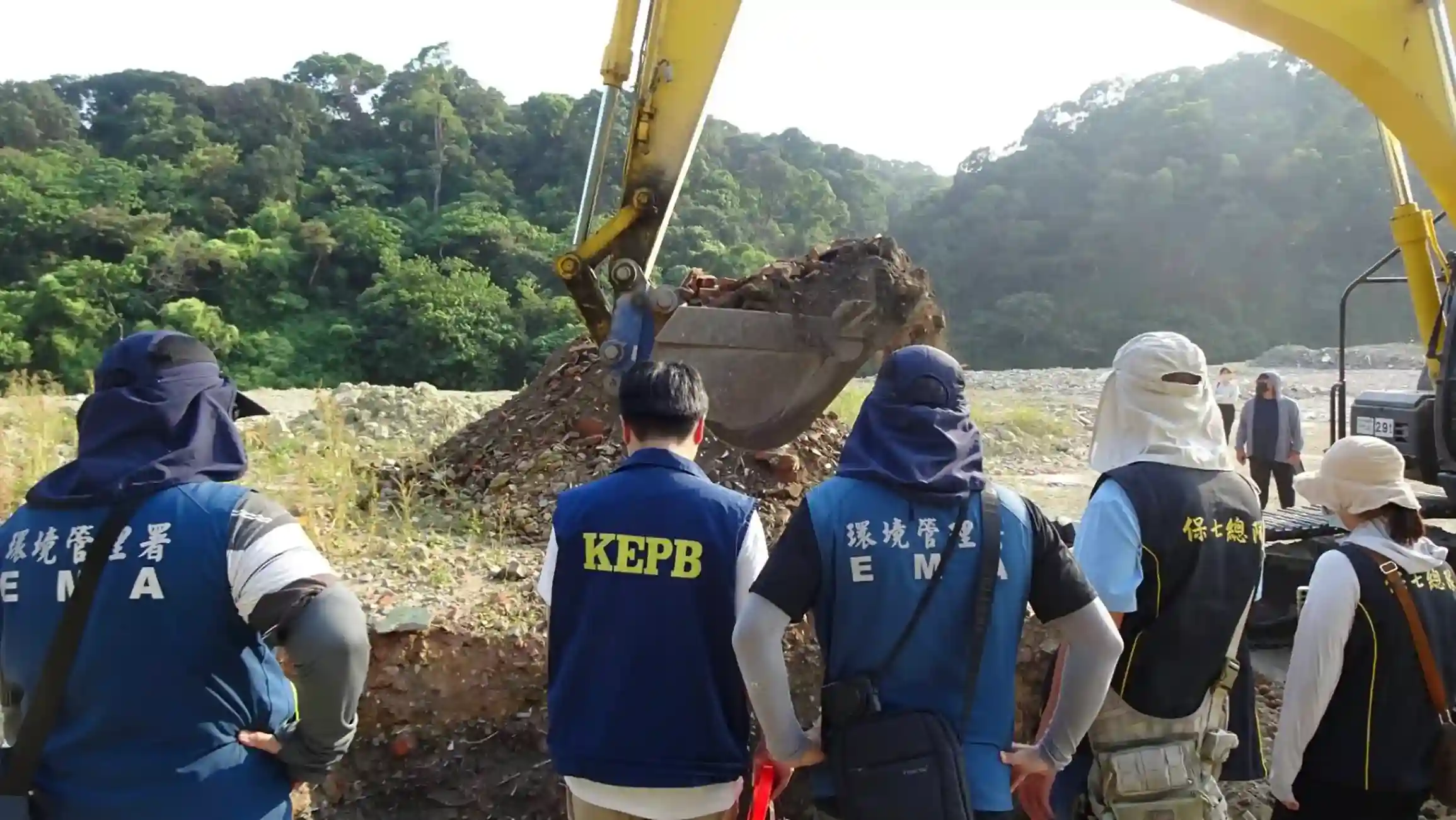Excavation of land to confirm the burial of waste